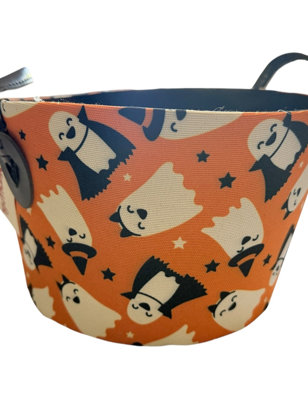 NWT Halloween Ghost Orange Fabric Storage Basket Bin Spooky Season TJ Maxx
